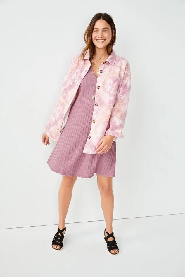 Pink Tie Dye Oversized Shacket Women Maurices Tops