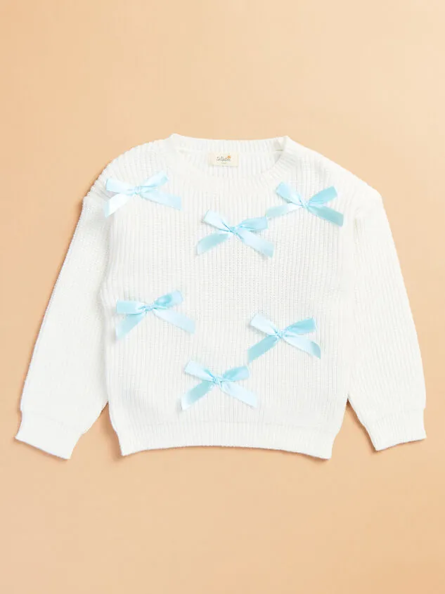 Piper Bow Sweater Ivory Girl Altar039d State Tops