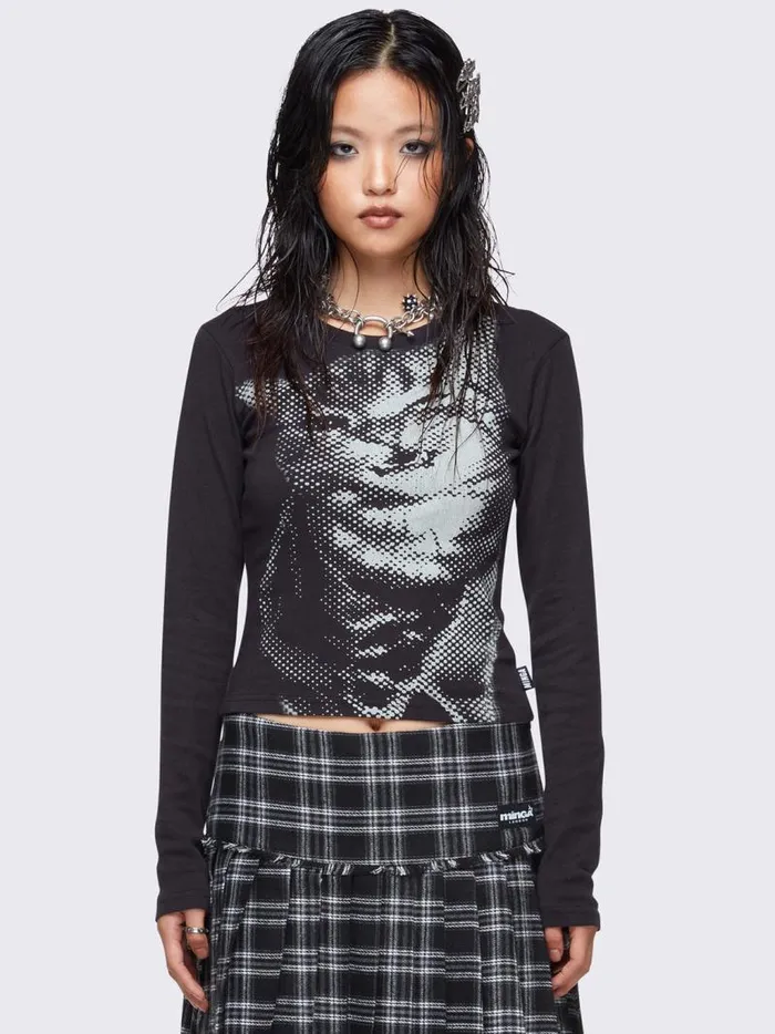 Pixel Kitty Black Top Women Minga London Tops and TShirts