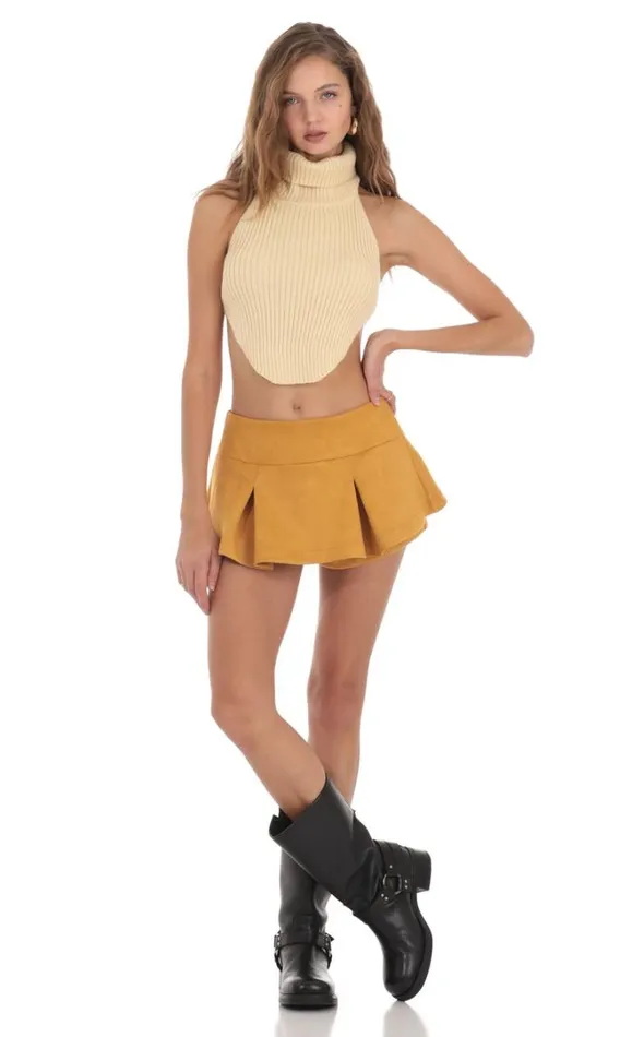 Pleated Mini Skort Mustard Women LUCY IN THE SKY Skirts