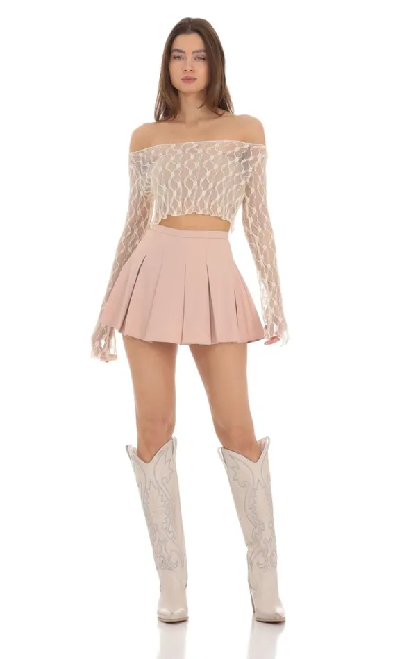 Pleated Skort Dusty Rose Women LUCY IN THE SKY Skirts Pleated Skort Dusty Rose Women LUCY IN THE SKY Skirts
