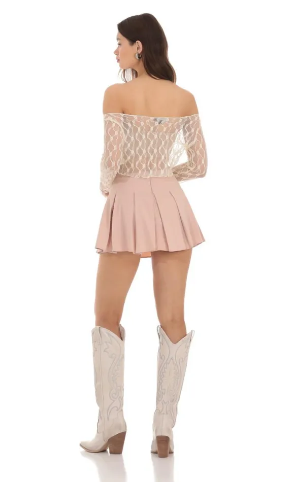 Pleated Skort Dusty Rose Women LUCY IN THE SKY Skirts Pleated Skort Dusty Rose Women LUCY IN THE SKY Skirts