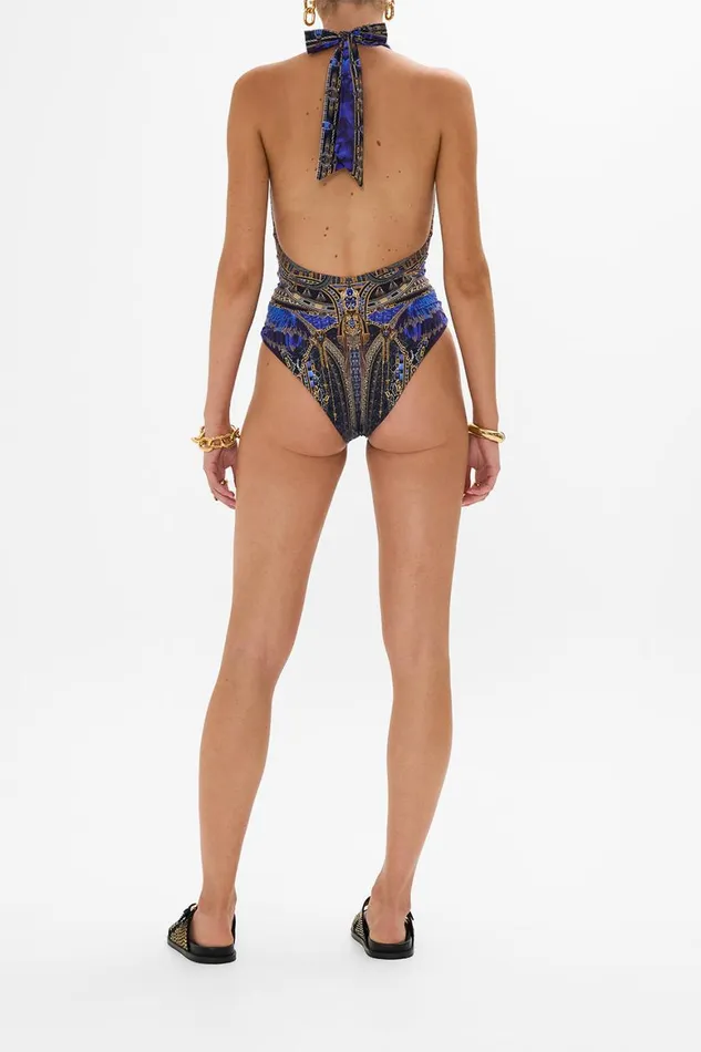 PLUNGE FRONT HALTER ONE PIECE WITH TRIM OTHER SIDE OF THE OASIS Other Side Of The Oasis Womens Camilla One Pieces