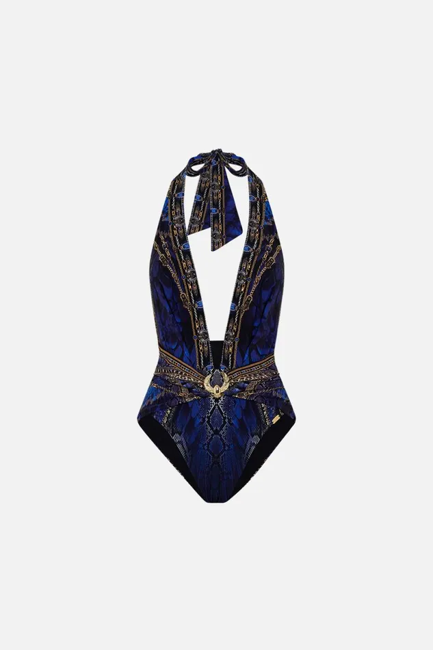 PLUNGE FRONT HALTER ONE PIECE WITH TRIM OTHER SIDE OF THE OASIS Other Side Of The Oasis Womens Camilla One Pieces