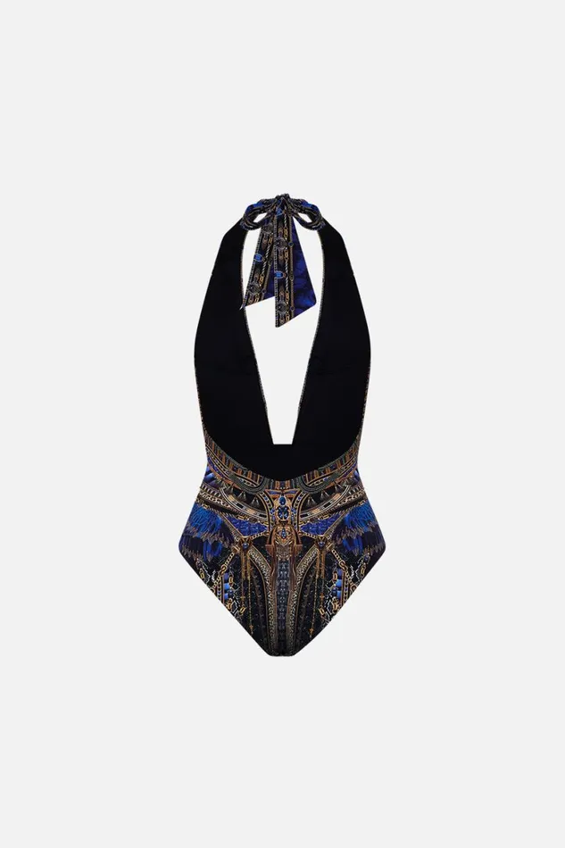 PLUNGE FRONT HALTER ONE PIECE WITH TRIM OTHER SIDE OF THE OASIS Other Side Of The Oasis Womens Camilla One Pieces