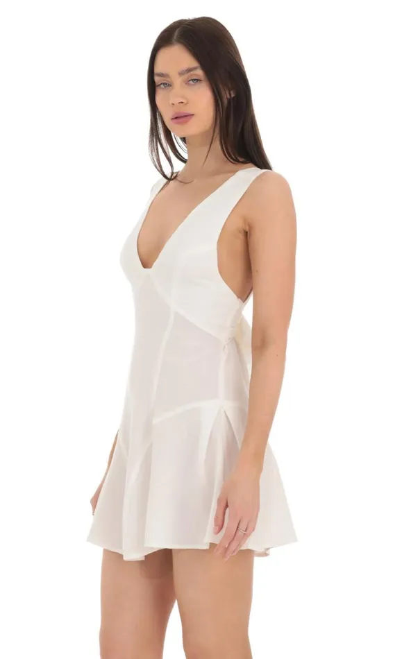 Plunge VNeck Dress White Women LUCY IN THE SKY Mini Dresses Plunge VNeck Dress White Women LUCY IN THE SKY Mini Dresses