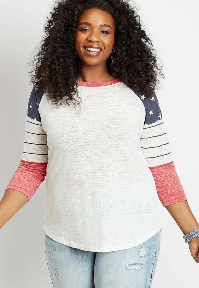 Plus Size 247 Americana Baseball Tee Women Maurices Plus Tops