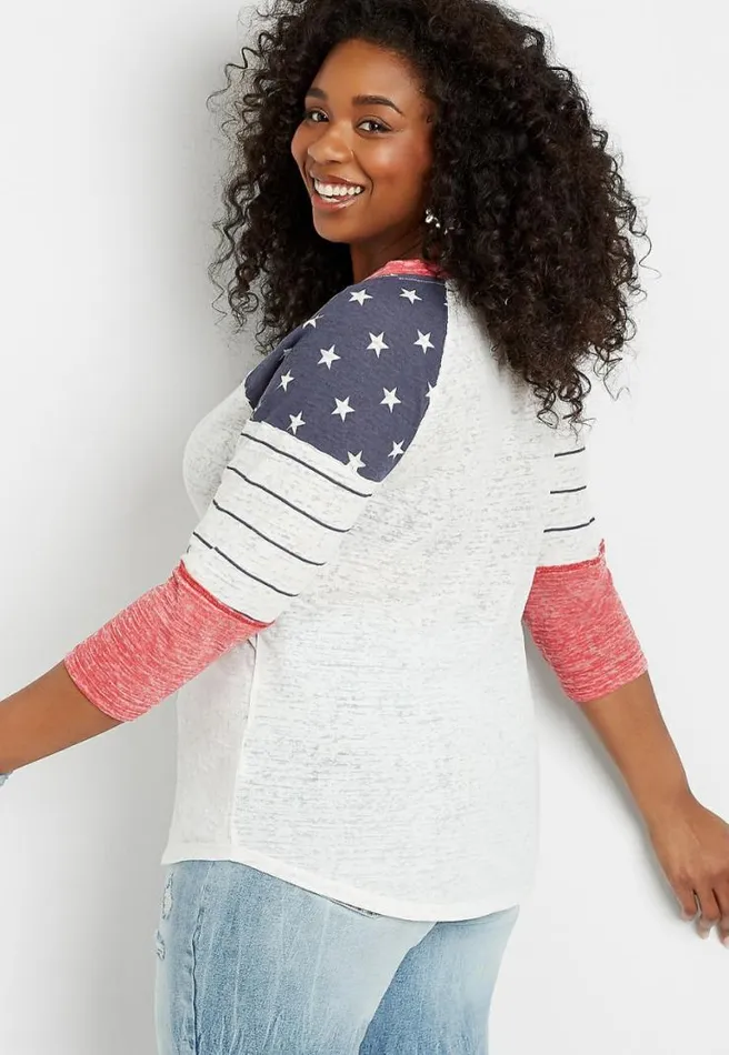Plus Size 247 Americana Baseball Tee Women Maurices Plus Tops