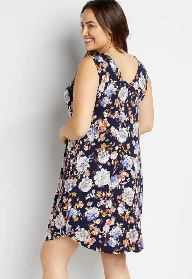 Plus Size 247 Blue Floral Shift Dress Women Maurices Plus Dresses and Jumpsuits