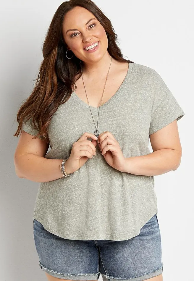Plus Size 247 Gray Drop Shoulder Classic Tee Women Maurices Plus Tops