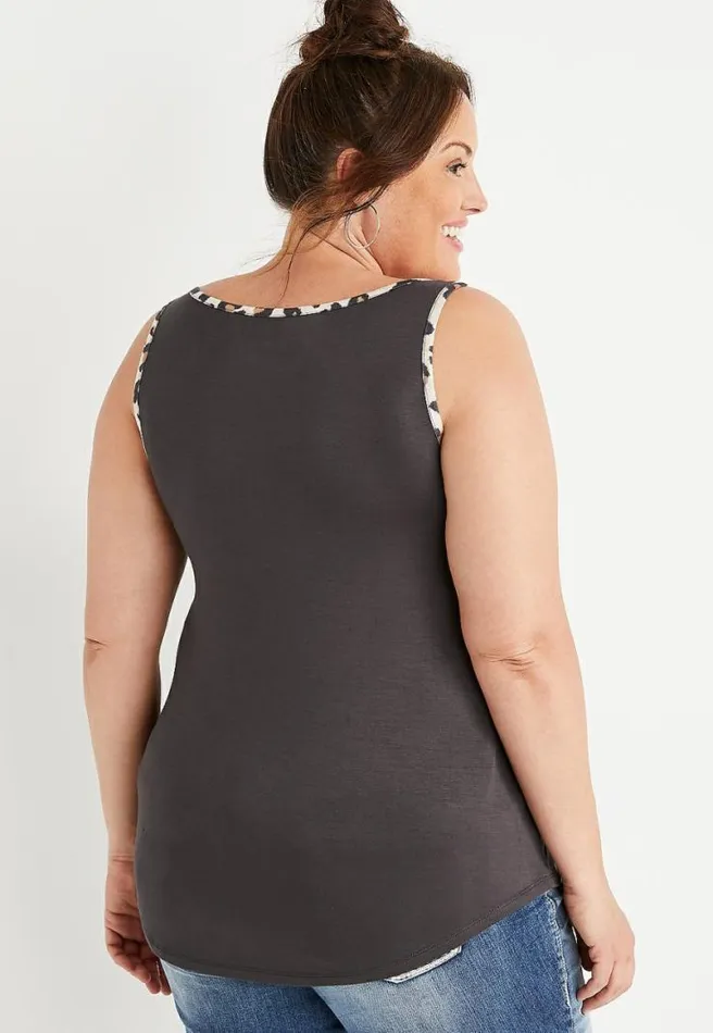 Plus Size 247 Gray Leopard Striped Tank Top Women Maurices Plus Tops