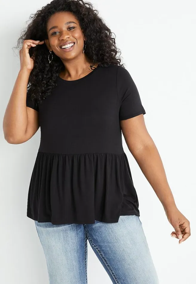 Plus Size 247 Solid Babydoll Tee Women Maurices Plus Tops
