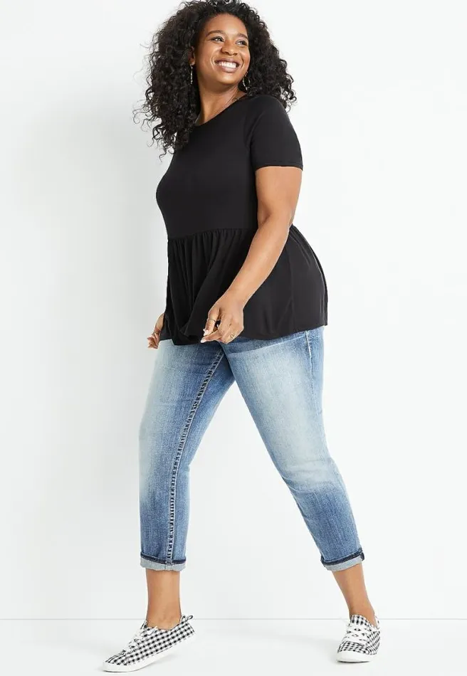 Plus Size 247 Solid Babydoll Tee Women Maurices Plus Tops