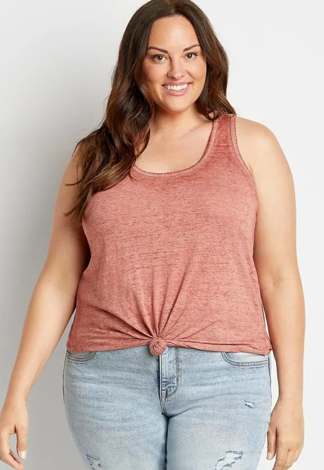 Plus Size 247 Solid Knot Back Tank Top Women Maurices Plus Tops
