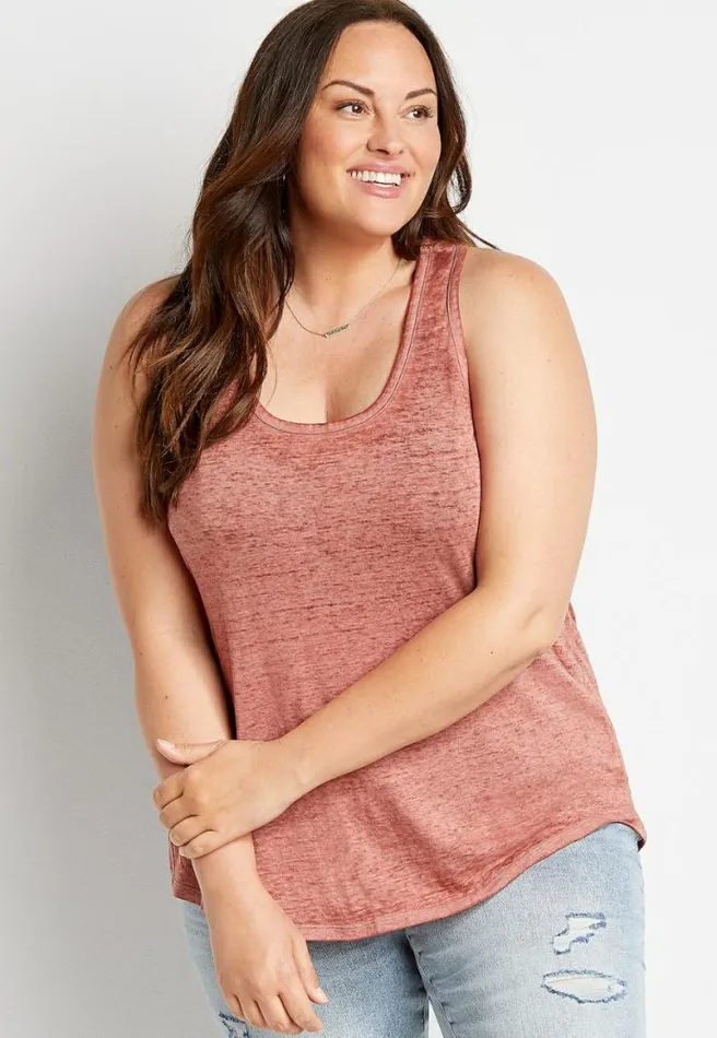 Plus Size 247 Solid Knot Back Tank Top Women Maurices Plus Tops