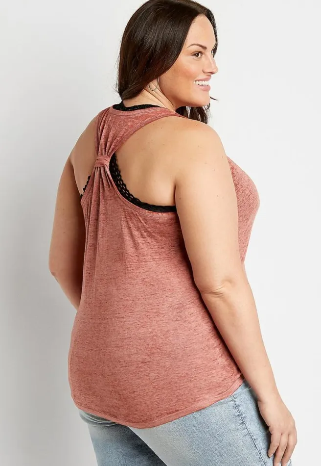 Plus Size 247 Solid Knot Back Tank Top Women Maurices Plus Tops