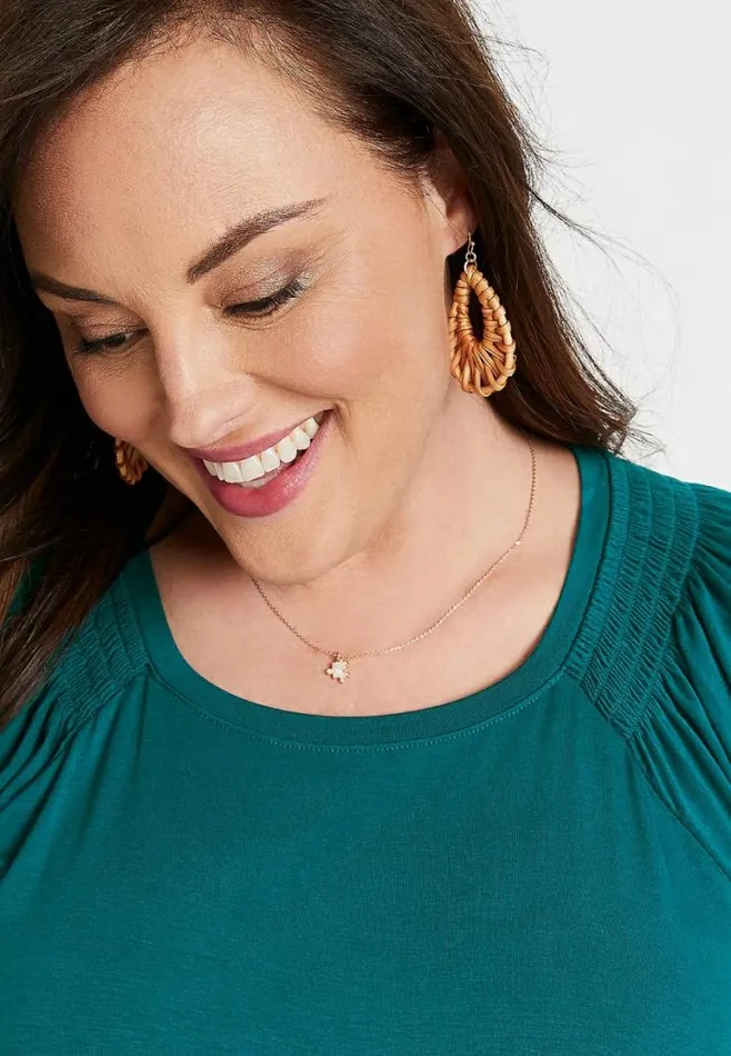 Plus Size 247 Solid Smocked Flutter Sleeve Top Women Maurices Plus Tops