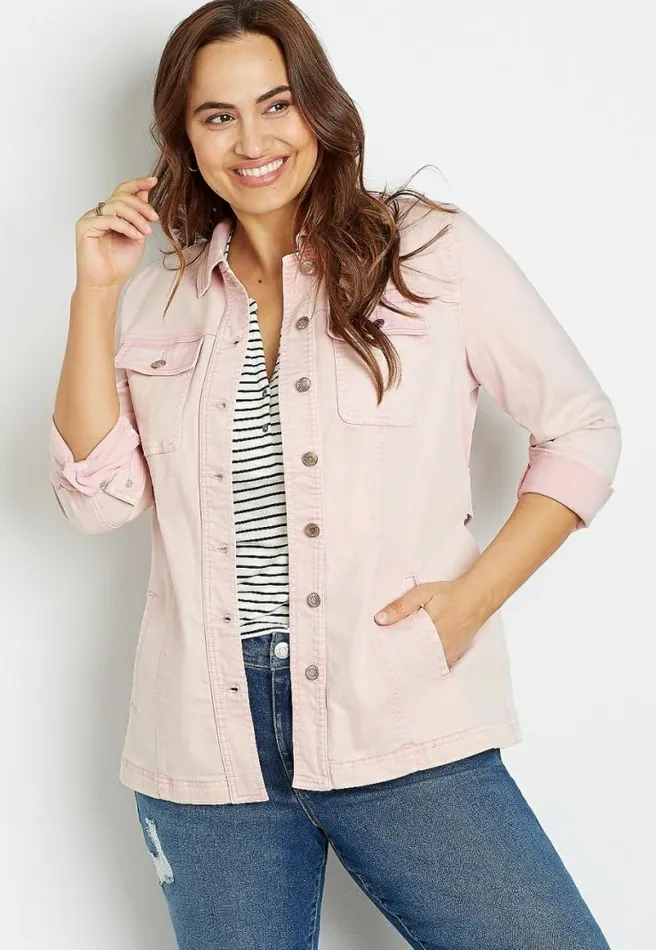 Plus Size Belted Denim Trench Jacket Women Maurices Plus Tops