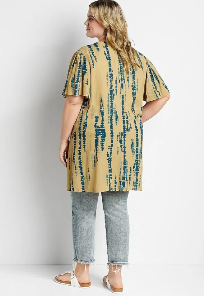 Plus Size Olive Tie Dye Flutter Sleeve Kimono Women Maurices Plus Tops
