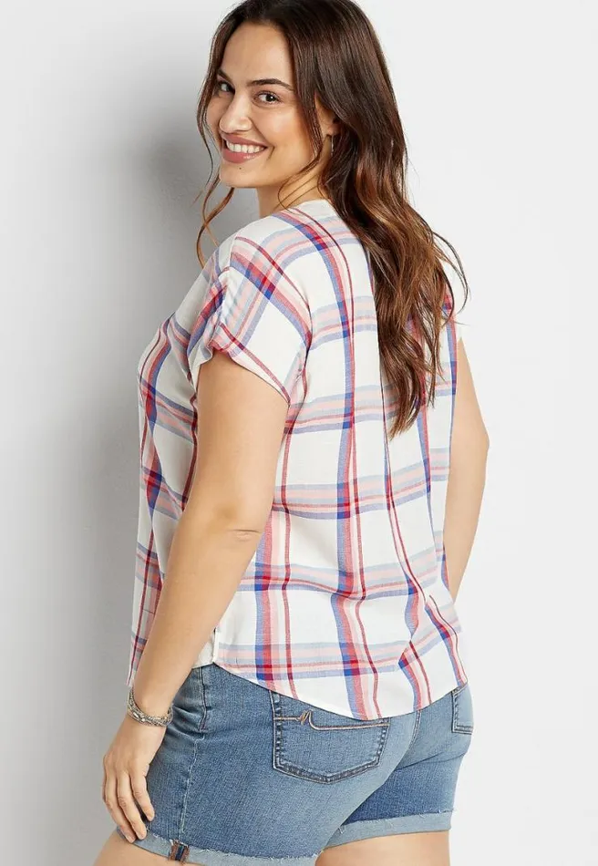 Plus Size Plaid Button Front Blouse Women Maurices Plus Tops