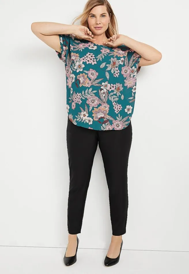 Plus Size Teal Floral Zipper Back Blouse Women Maurices Plus Tops
