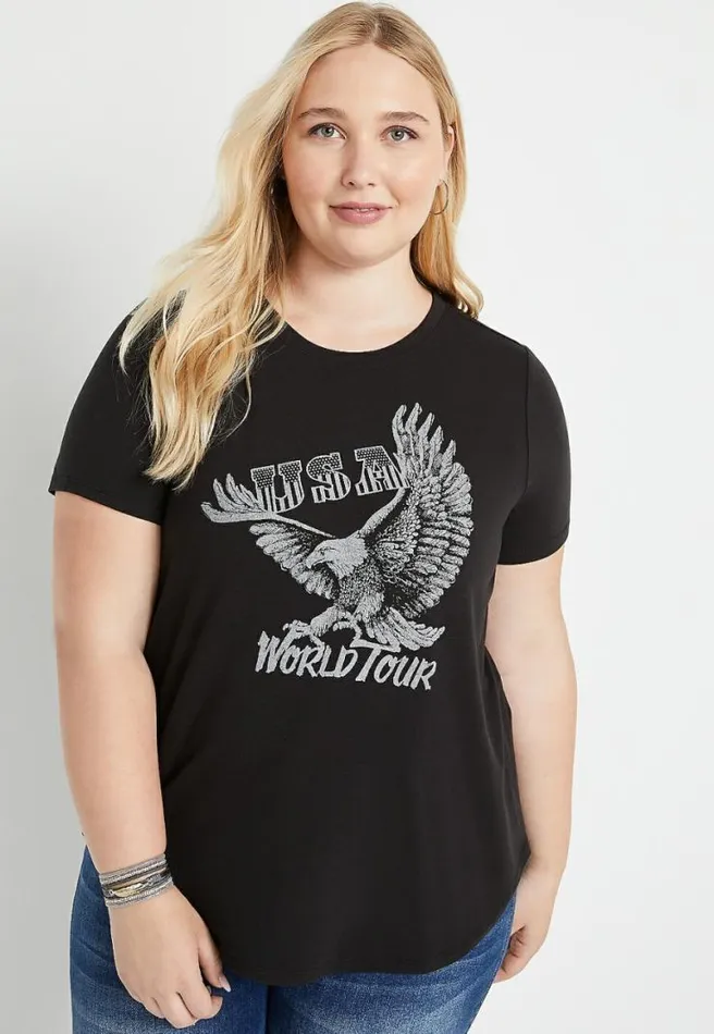 Plus Size Usa World Tour Graphic Tee Women Maurices Plus Tops