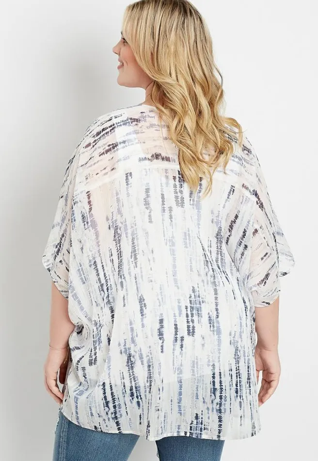 Plus Size White Metallic Tie Dye Kimono Women Maurices Plus Tops