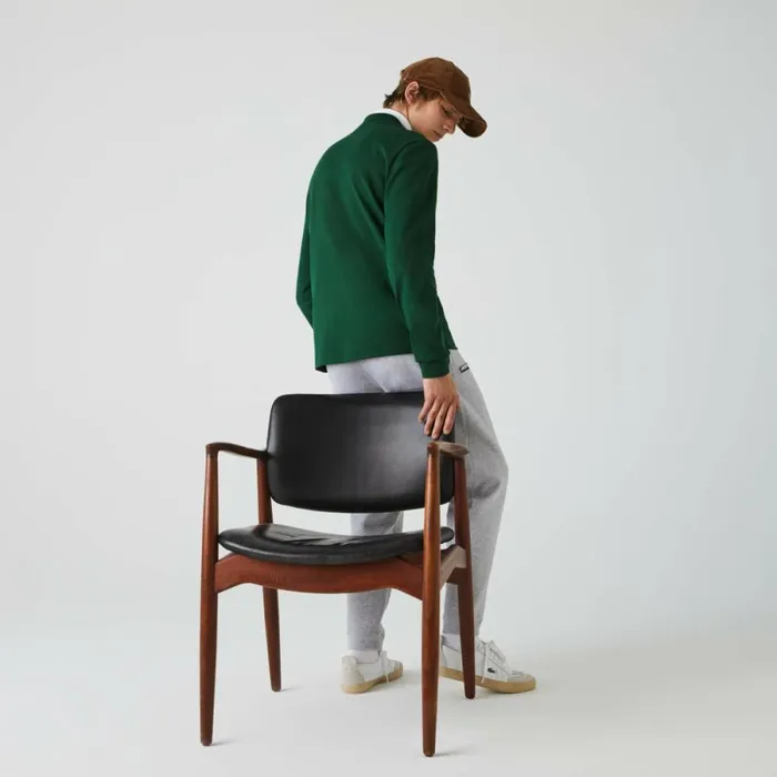 Polos Men Lacoste Men039s Long Sleeve Cotton Polo Pine Green 132