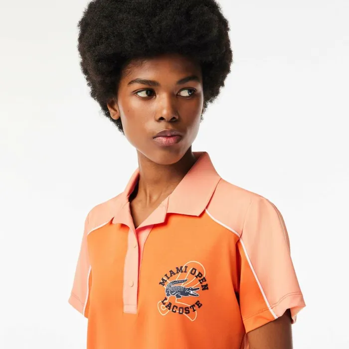 Polos Women Lacoste Women039s Miami Open Edition Ballgirl Tennis Polo Orange Light Orange Itq