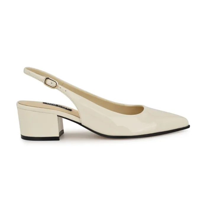 Prepp Block Heel Slingback Pumps Ivory Patent Women Nine West Heels