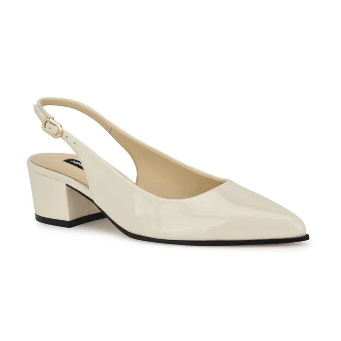 Prepp Block Heel Slingback Pumps Ivory Patent Women Nine West Heels Prepp Block Heel Slingback Pumps Ivory Patent Women Nine West Heels