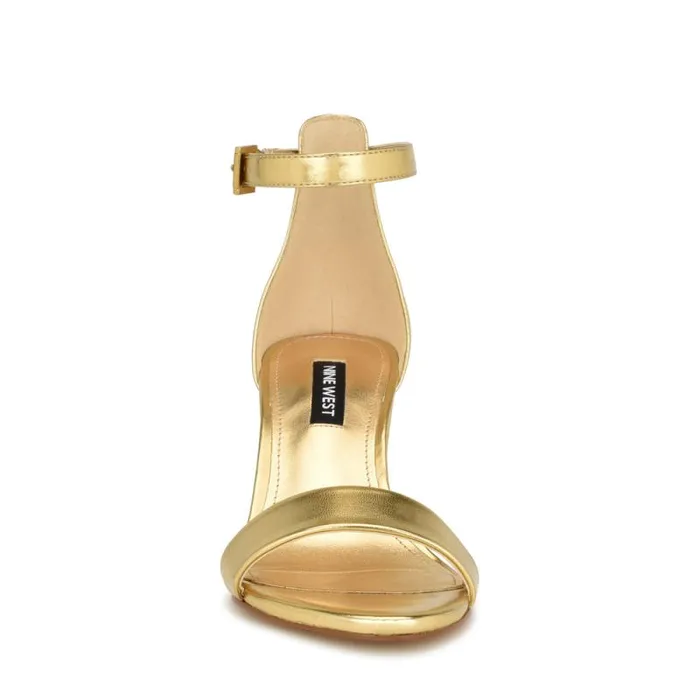 Pruce Ankle Strap Block Heel Sandals Gold Women Nine West Heels Pruce Ankle Strap Block Heel Sandals Gold Women Nine West Heels