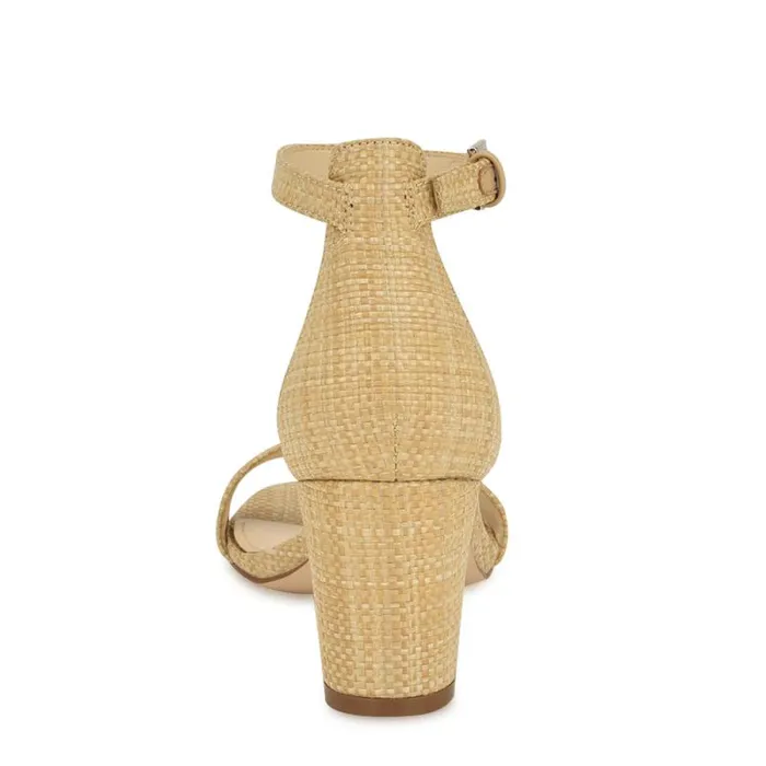 Pruce Ankle Strap Block Heel Sandals Light Natural Raffia Women Nine West Heels Pruce Ankle Strap Block Heel Sandals Light Natural Raffia Women Nine West Heels