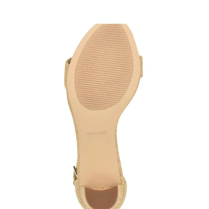 Pruce Ankle Strap Block Heel Sandals Light Natural Raffia Women Nine West Heels Pruce Ankle Strap Block Heel Sandals Light Natural Raffia Women Nine West Heels