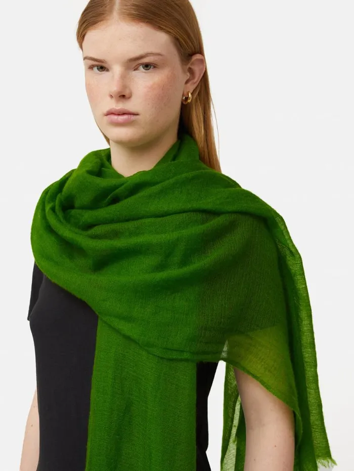 Pure Cashmere Gauze Scarf Green Women Jigsaw Knitwear and Cashmere