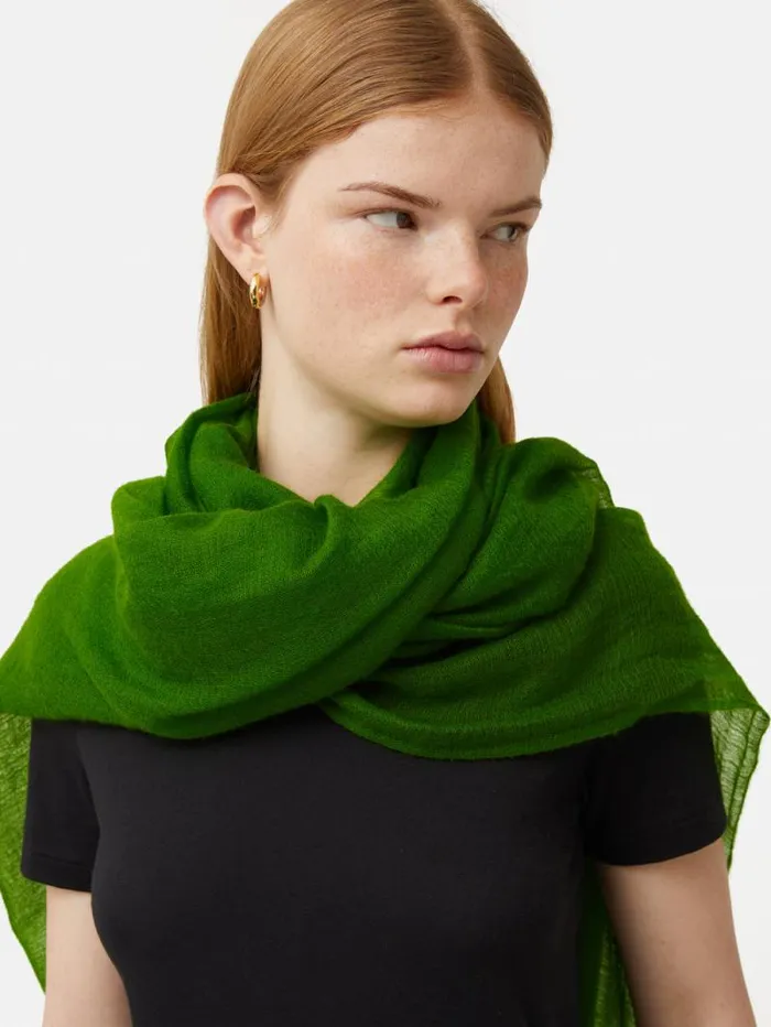 Pure Cashmere Gauze Scarf Green Women Jigsaw Knitwear and Cashmere