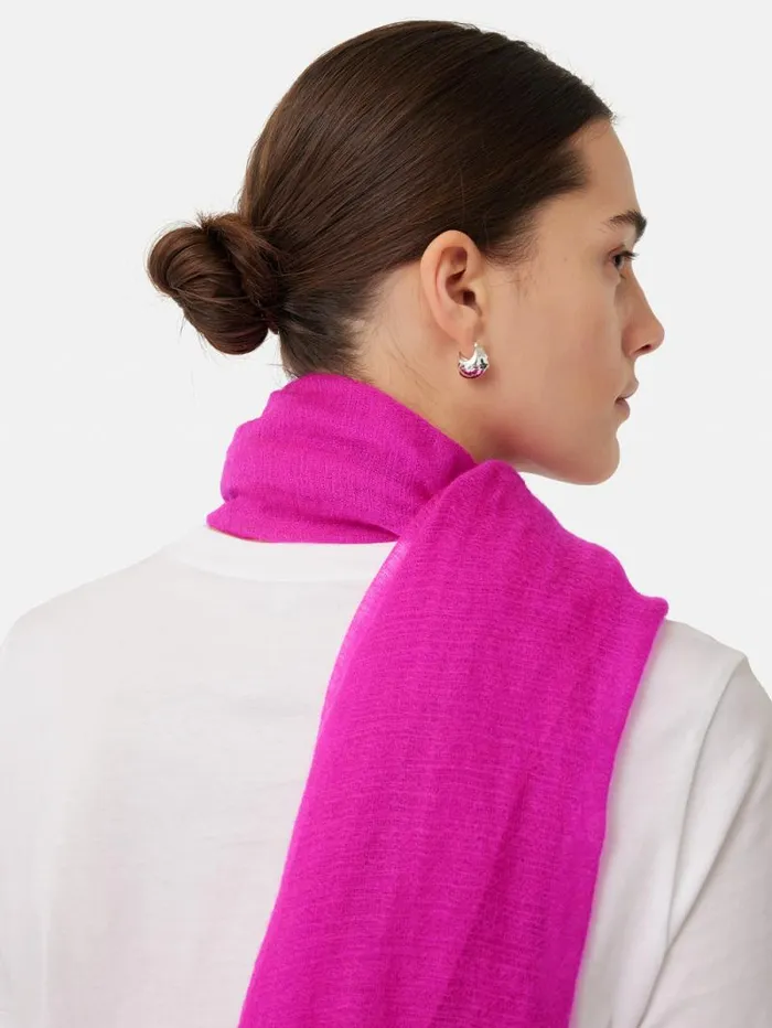 Pure Cashmere Gauze Scarf Pink Women Jigsaw Ponchos and Scarves