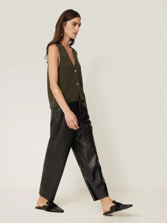 Pure Cotton Knitted Waistcoat Khaki Women Jigsaw Knitwear and Cashmere