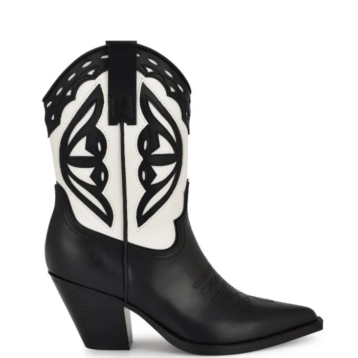 Puzz Western Booties Blackwhite Patent Plaid Women Nine West Boots and Booties