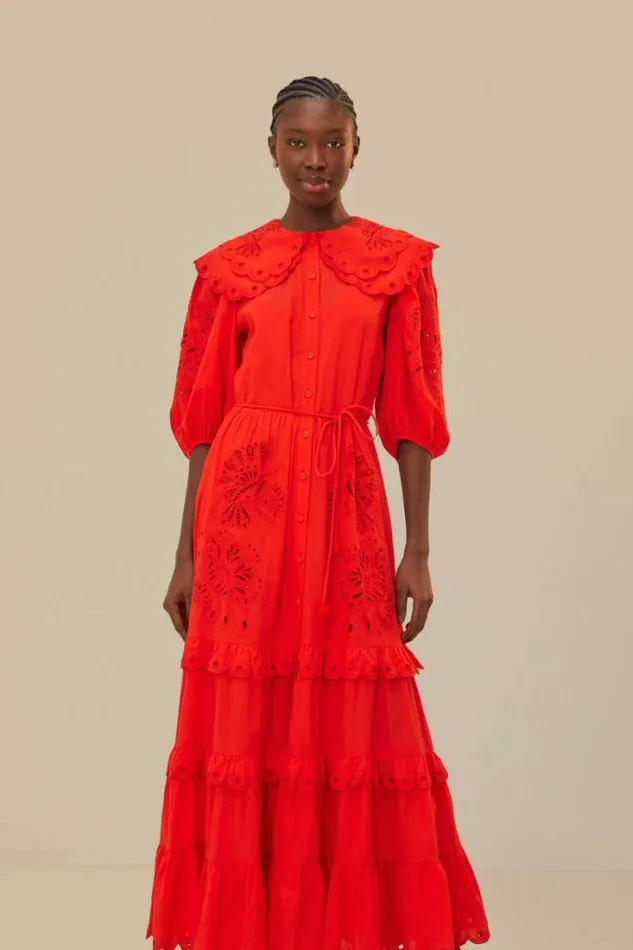 Red Humming Bird Richelieu Maxi Dress Women FARM Rio Maxi Dresses