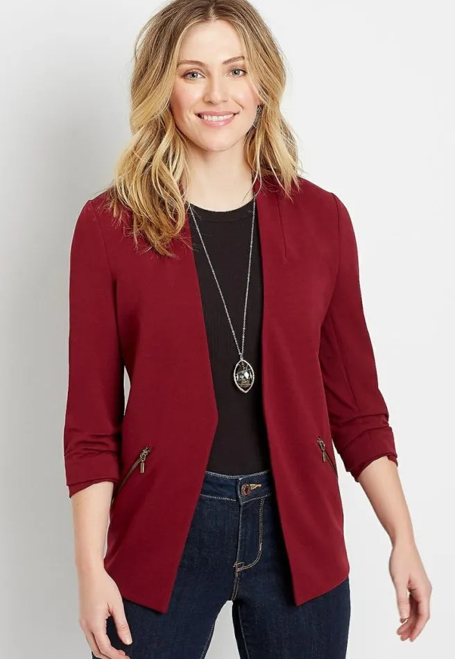 Red Open Front Blazer Women Maurices Tops