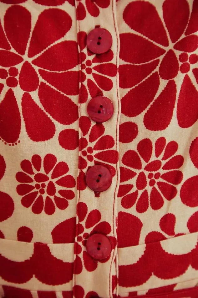 Red Palermo Sleeveless Romper Women FARM Rio Rompers