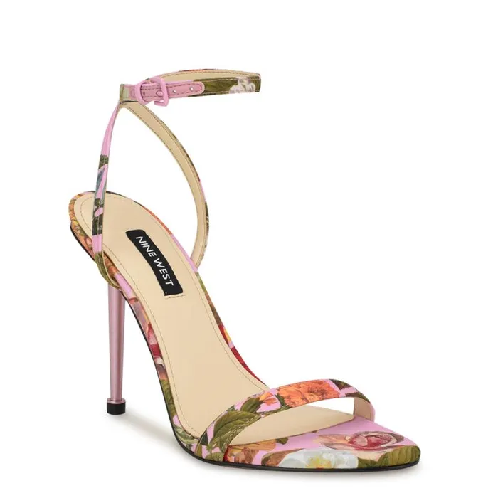 Reina Ankle Strap Sandals Pink Floral Women Nine West Sandals Reina Ankle Strap Sandals Pink Floral Women Nine West Sandals