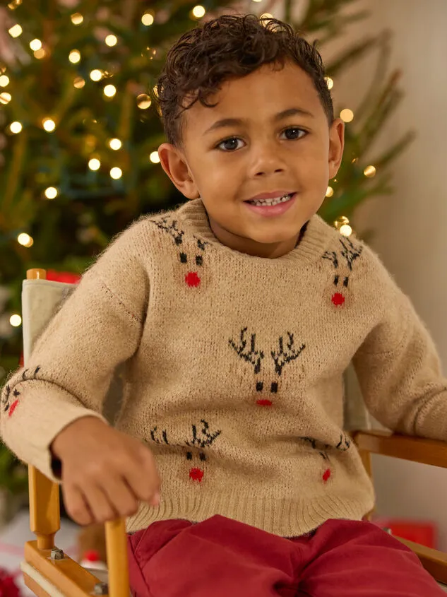 Reindeer Toddler Knit Sweater Brown Boy Altar039d State Tops