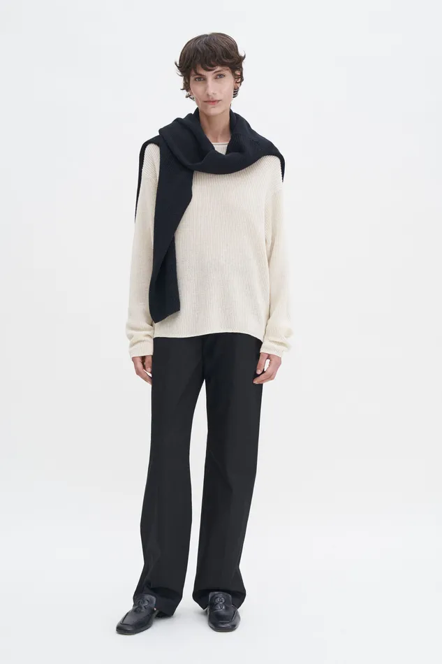 Relaxed Linen Sweater Cream White Knitwear filippak Women