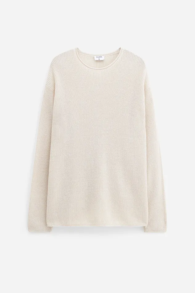 Relaxed Linen Sweater Cream White Knitwear filippak Women Relaxed Linen Sweater Cream White Knitwear filippak Women