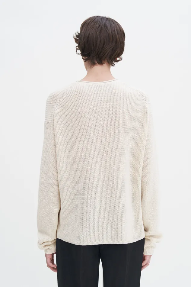 Relaxed Linen Sweater Cream White Knitwear filippak Women Relaxed Linen Sweater Cream White Knitwear filippak Women
