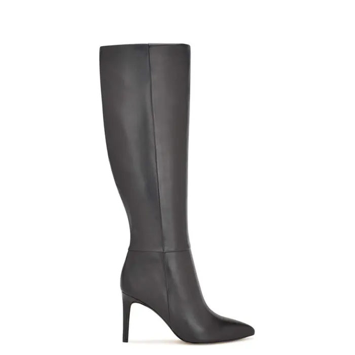 Richy Heeled Boots Black Leather Women Nine West Boots and Booties