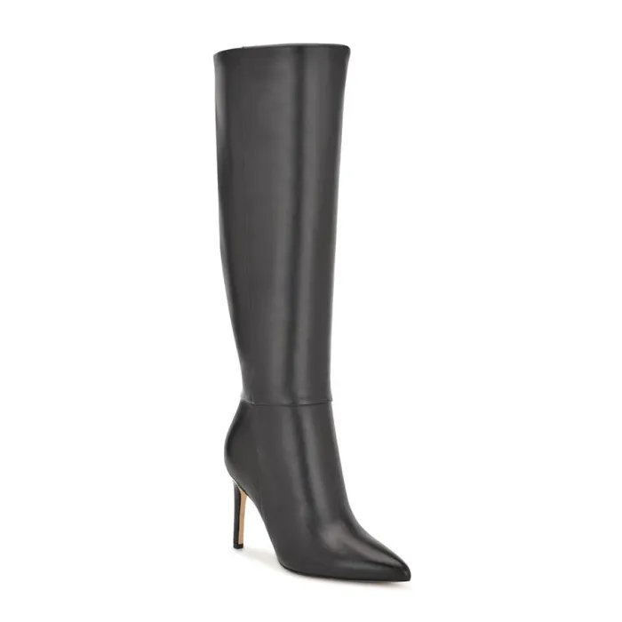 Richy Heeled Boots Black Leather Women Nine West Boots and Booties Richy Heeled Boots Black Leather Women Nine West Boots and Booties