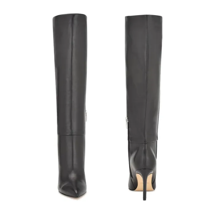 Richy Heeled Boots Black Leather Women Nine West Boots and Booties Richy Heeled Boots Black Leather Women Nine West Boots and Booties